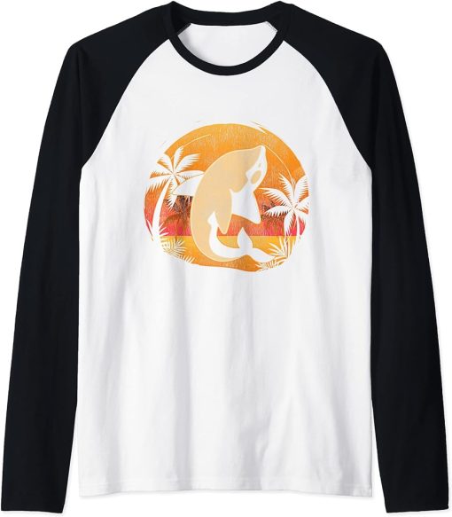 Tropical Beach Orca Ocean Animal Aquarist Gift Killer Whale Raglan Baseball Tee