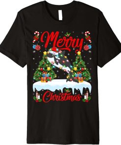 Orca Lights Xmas Tree Funny Santa Orca Christmas Premium T-Shirt