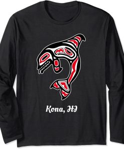 Native Kona Hawaii Red Orca Killer Whale Long Sleeve T-Shirt