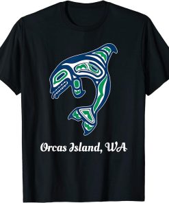 Blue Green Native American Orcas Island WA Orca Killer Whale T-Shirt